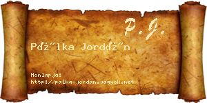 Pálka Jordán névjegykártya